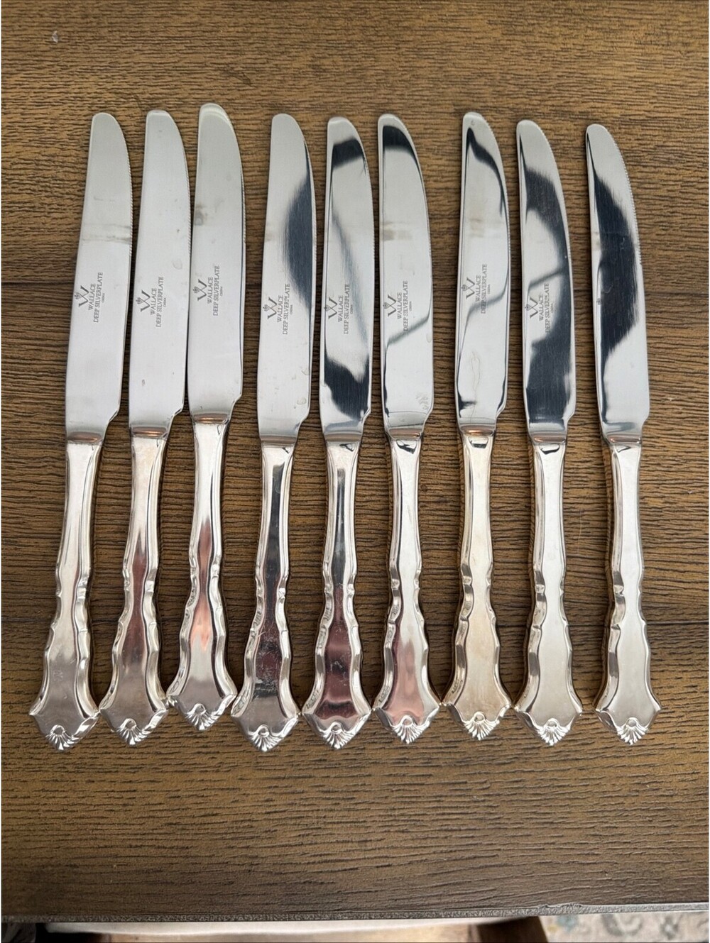 Wallace Deep Silver Centennial Silverplate Dinner Knives - Set of 9